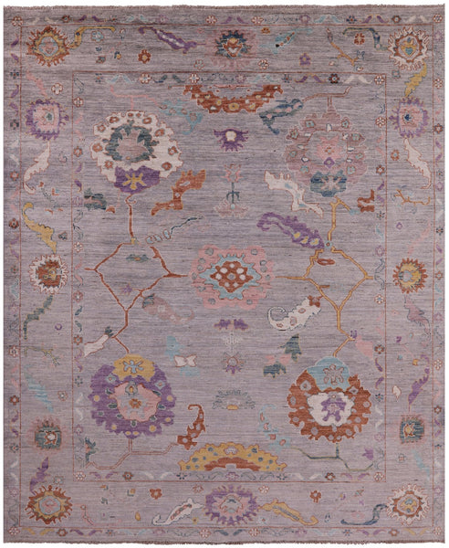 Grey Turkish Oushak Hand Knotted Wool Rug - 7' 11" X 9' 9" - Golden Nile
