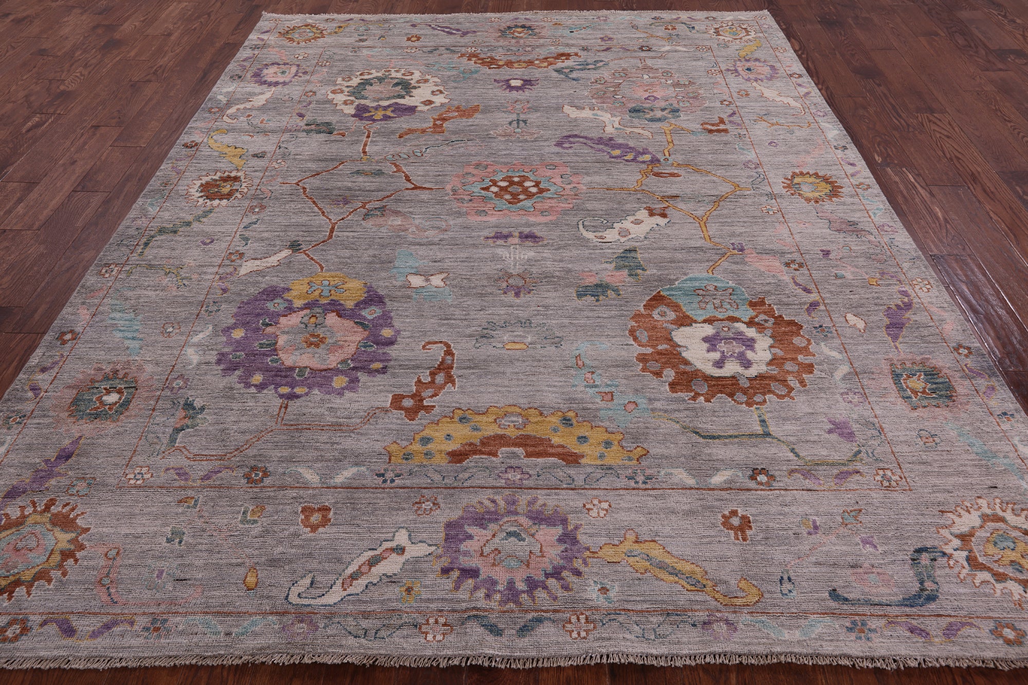 Grey Turkish Oushak Hand Knotted Wool Rug - 7' 11" X 9' 9" - Golden Nile