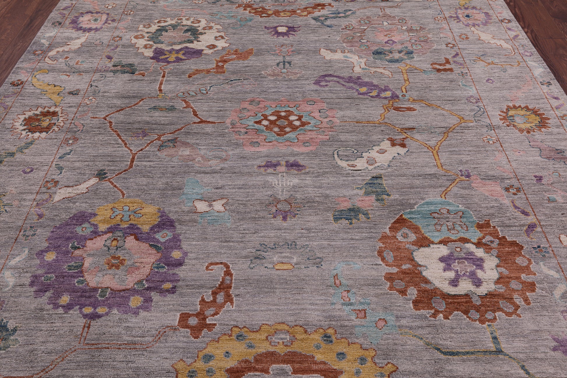 Grey Turkish Oushak Hand Knotted Wool Rug - 7' 11" X 9' 9" - Golden Nile