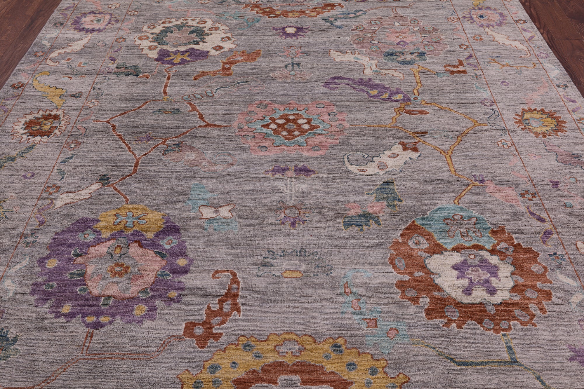 Grey Turkish Oushak Hand Knotted Wool Rug - 7' 11" X 9' 9" - Golden Nile