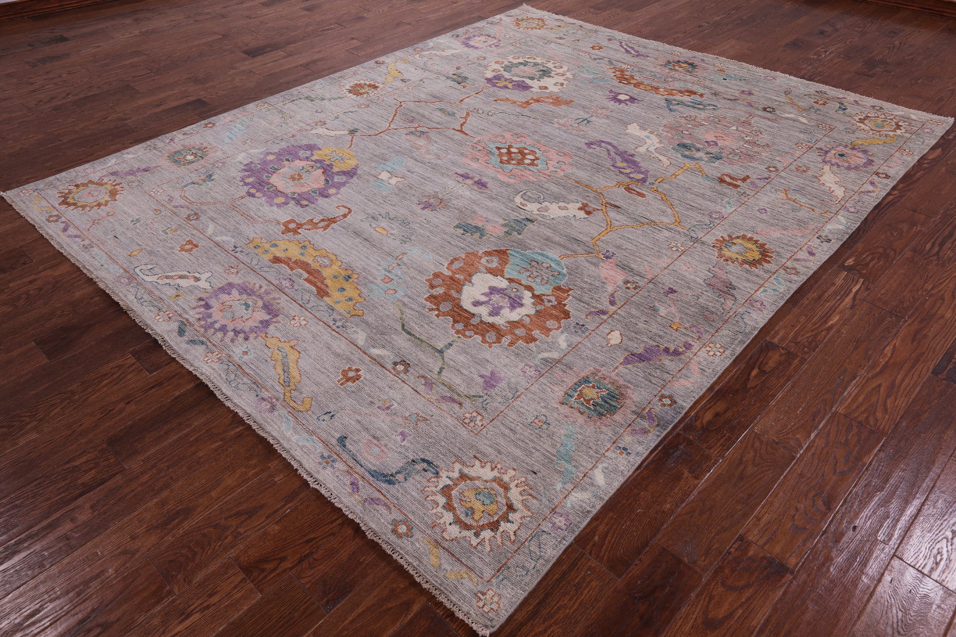 Grey Turkish Oushak Hand Knotted Wool Rug - 7' 11" X 9' 9" - Golden Nile