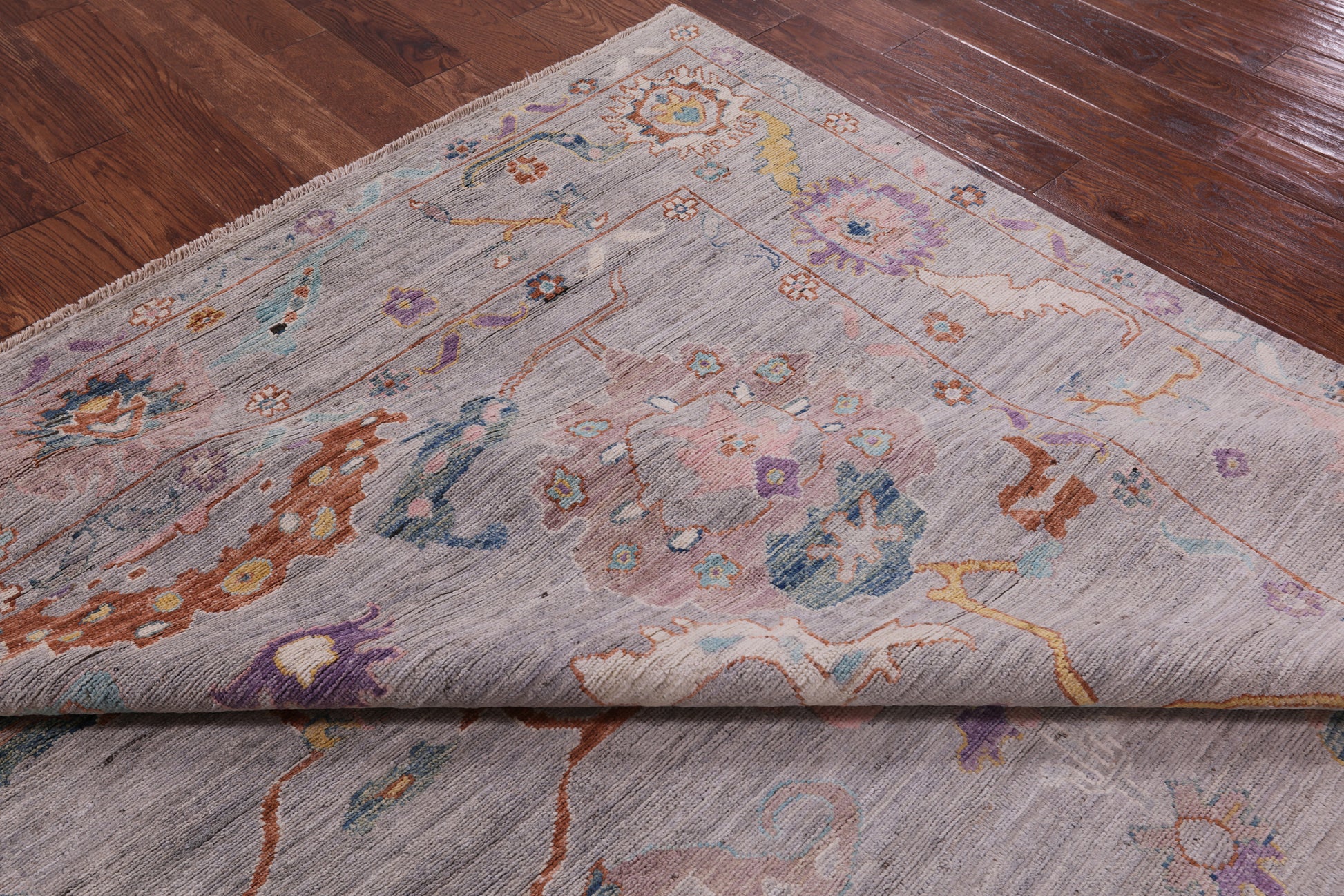 Grey Turkish Oushak Hand Knotted Wool Rug - 7' 11" X 9' 9" - Golden Nile