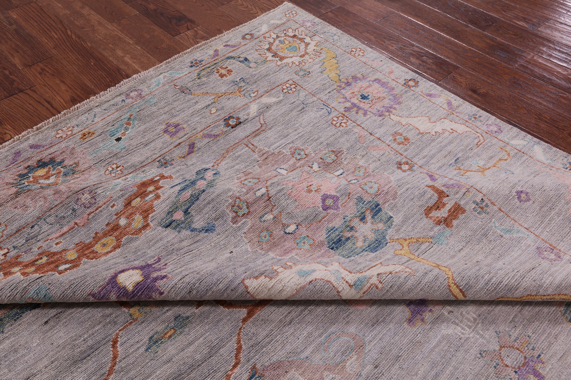 Grey Turkish Oushak Hand Knotted Wool Rug - 7' 11" X 9' 9" - Golden Nile