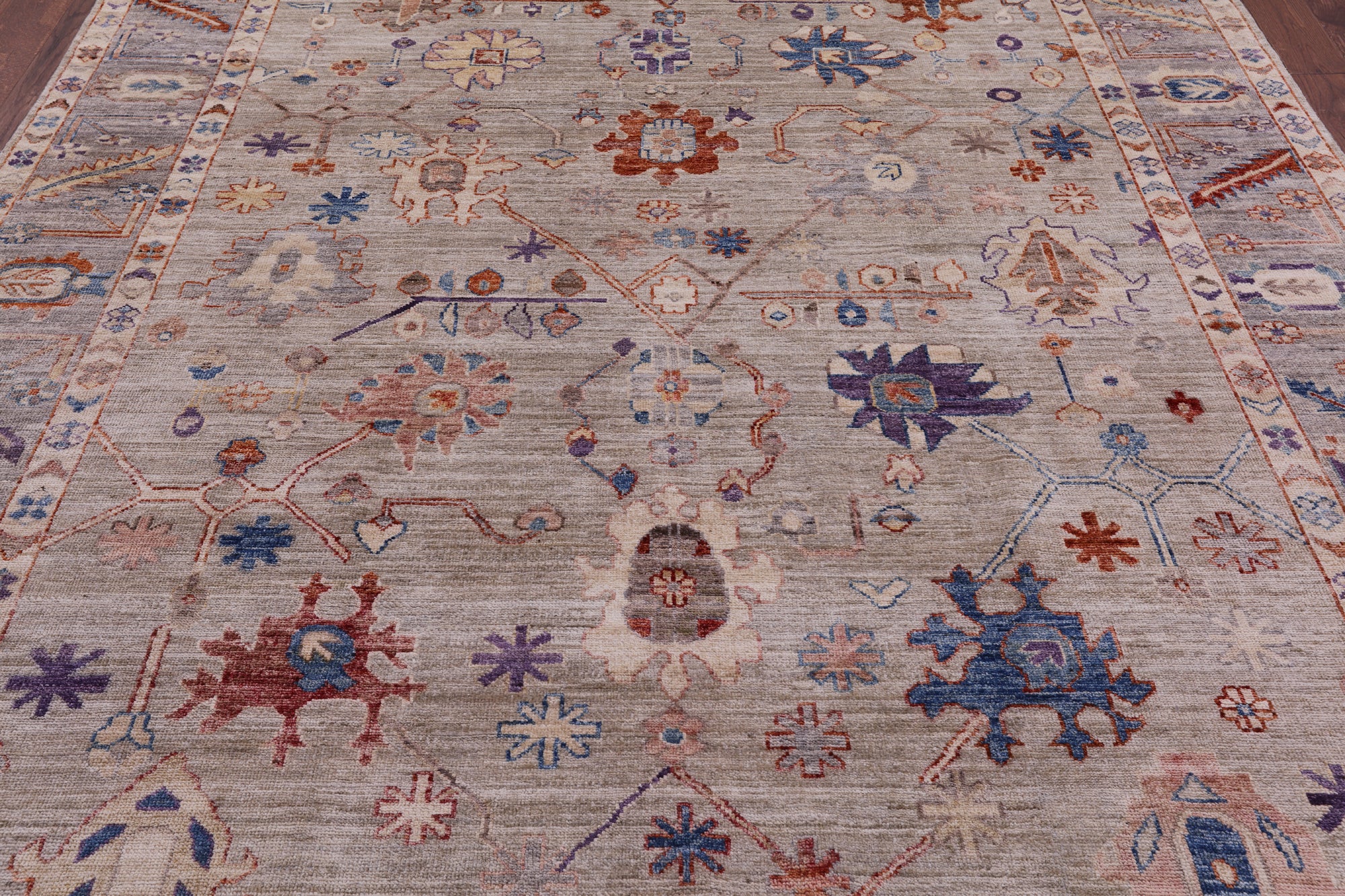 Grey Turkish Oushak Hand Knotted Wool Rug - 8' 2" X 9' 9" - Golden Nile