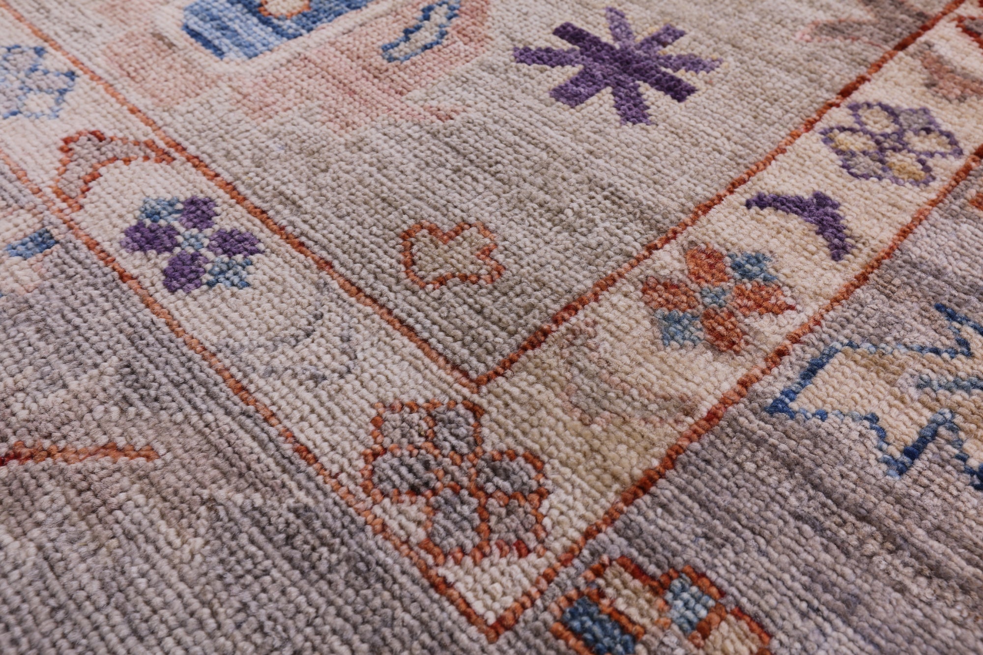Grey Turkish Oushak Hand Knotted Wool Rug - 8' 2" X 9' 9" - Golden Nile