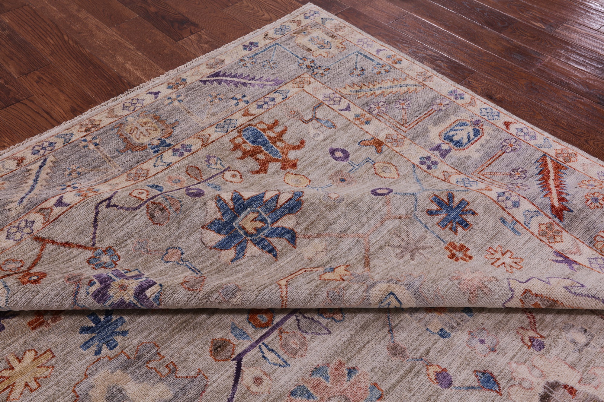 Grey Turkish Oushak Hand Knotted Wool Rug - 8' 2" X 9' 9" - Golden Nile
