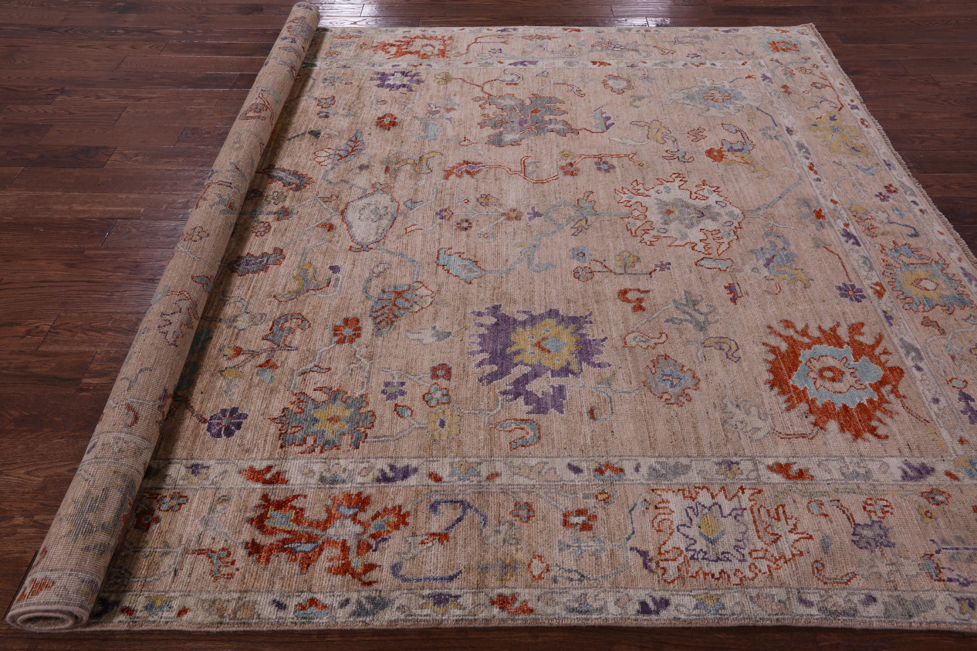 Turkish Oushak Hand Knotted Wool Rug - 8' 0" X 9' 7" - Golden Nile