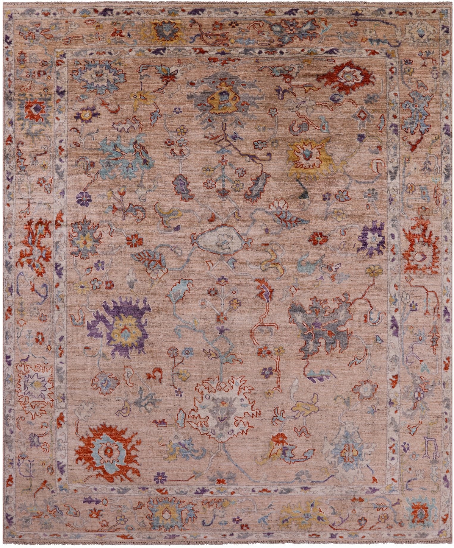 Turkish Oushak Hand Knotted Wool Rug - 8' 0" X 9' 7" - Golden Nile