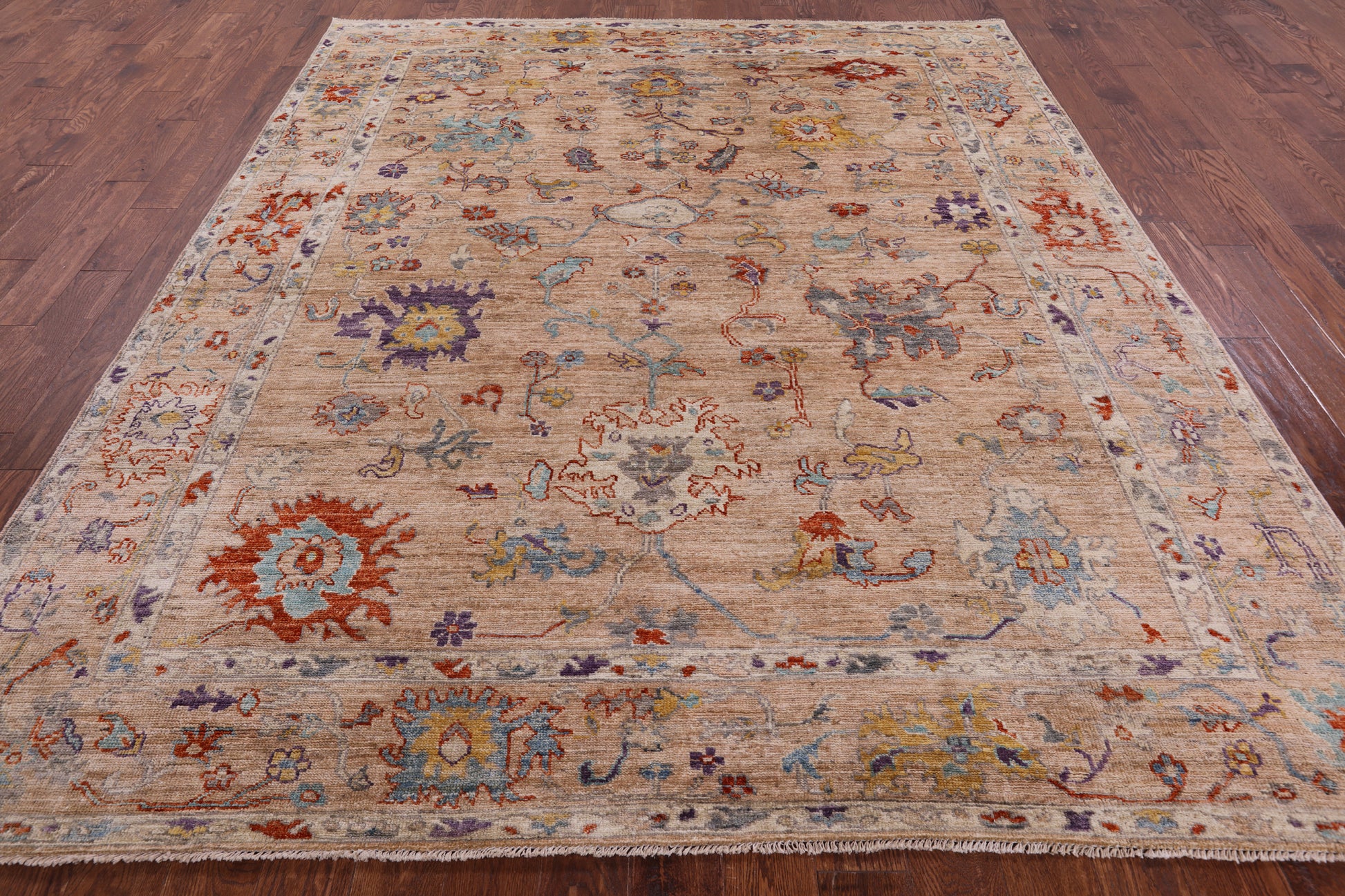 Turkish Oushak Hand Knotted Wool Rug - 8' 0" X 9' 7" - Golden Nile