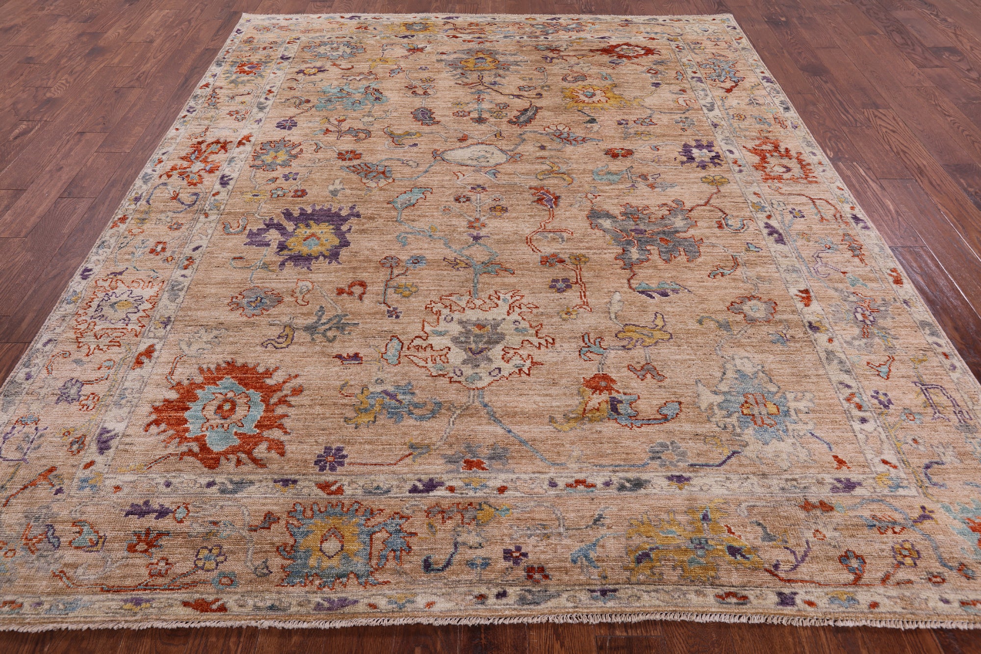 Turkish Oushak Hand Knotted Wool Rug - 8' 0" X 9' 7" - Golden Nile