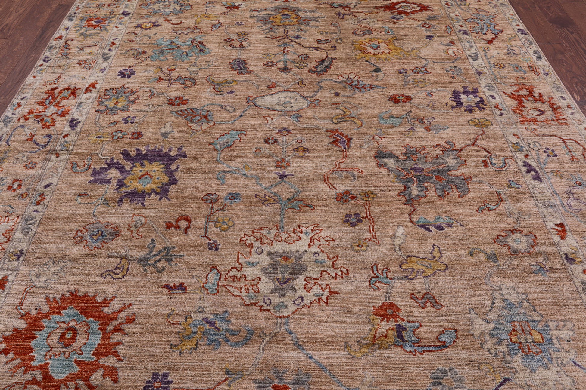 Turkish Oushak Hand Knotted Wool Rug - 8' 0" X 9' 7" - Golden Nile