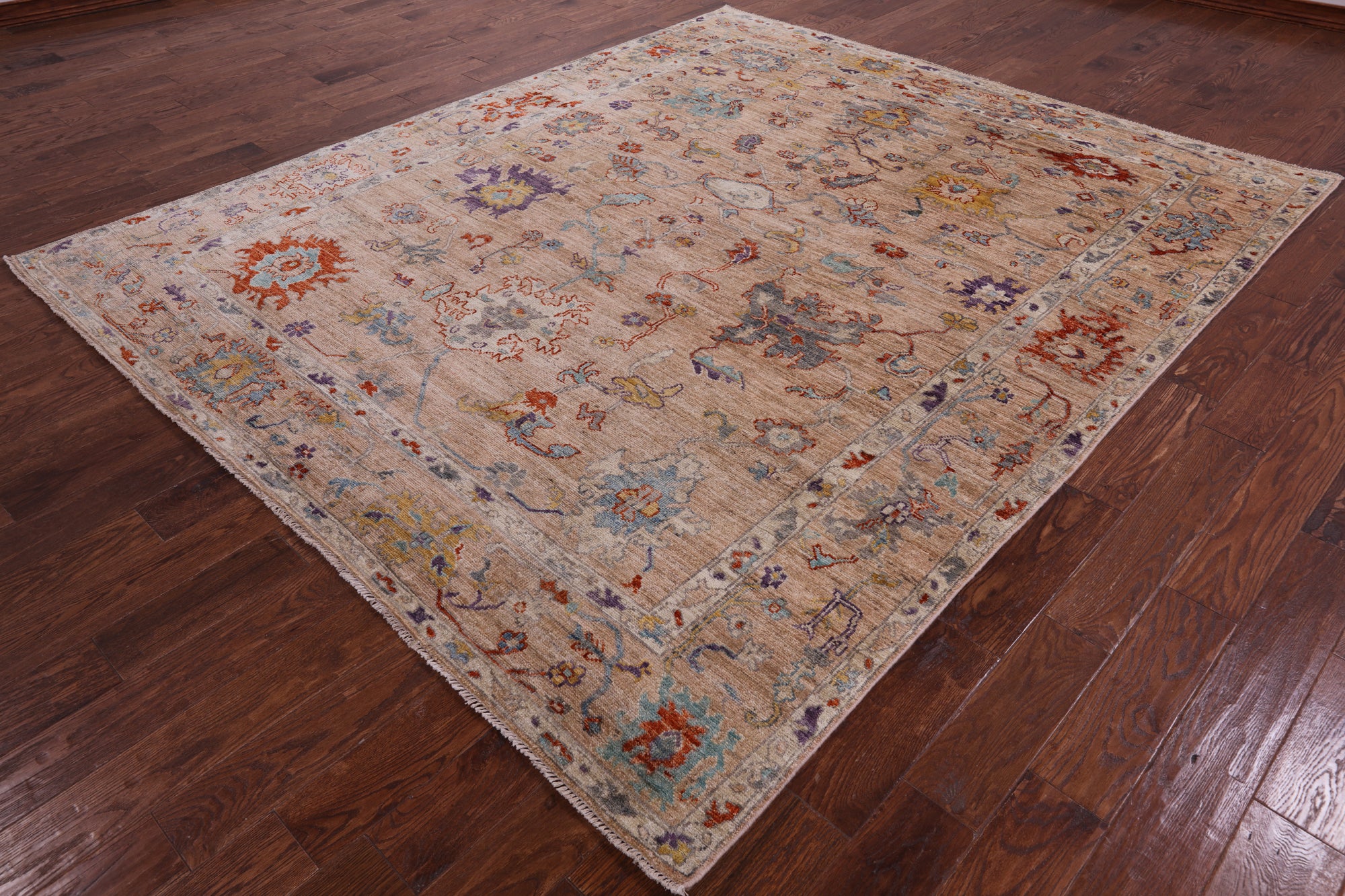 Turkish Oushak Hand Knotted Wool Rug - 8' 0" X 9' 7" - Golden Nile