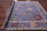 Blue Turkish Oushak Hand Knotted Wool Rug - 9' 0" X 11' 10" - Golden Nile