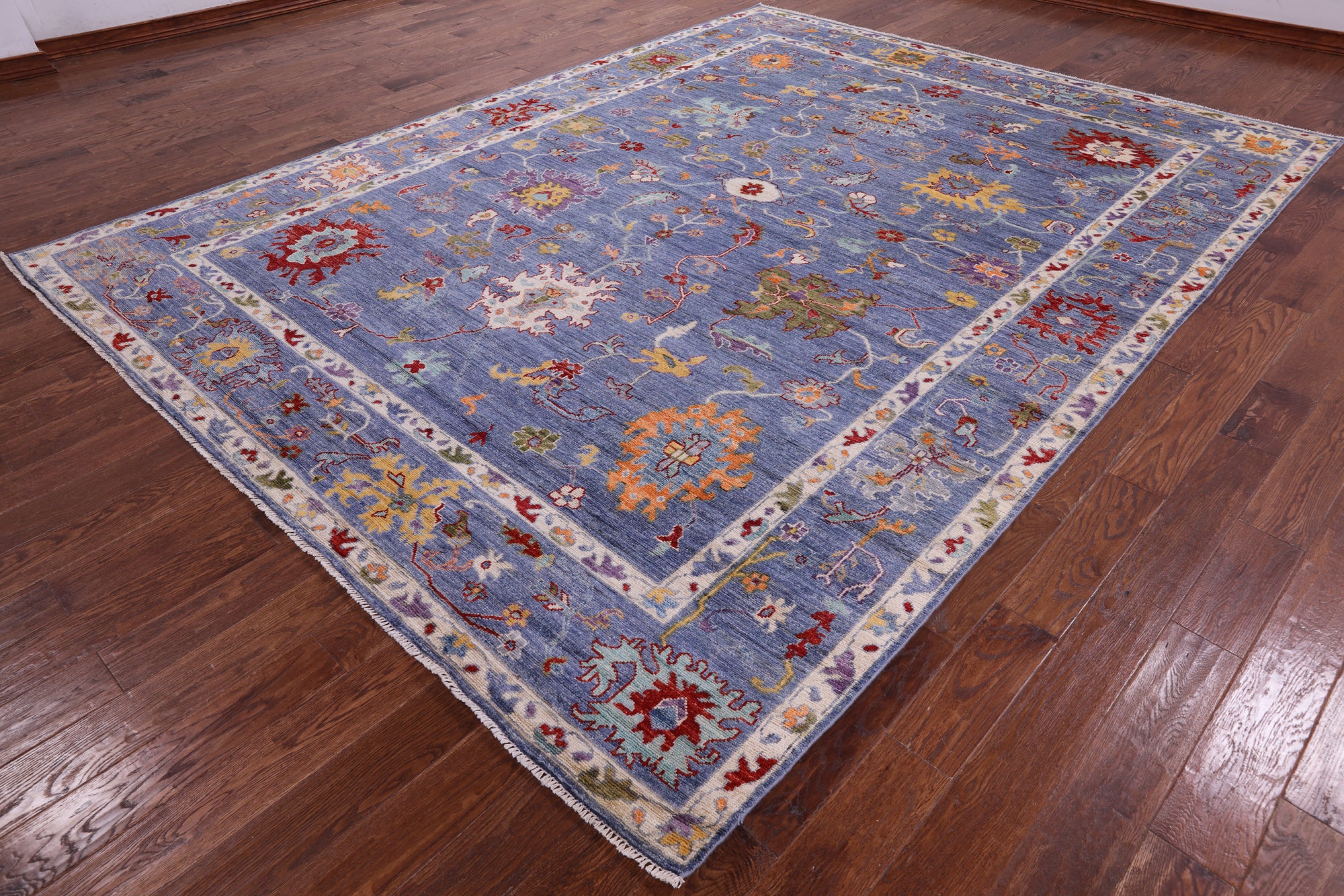 Blue Turkish Oushak Hand Knotted Wool Rug - 9' 0" X 11' 10" - Golden Nile