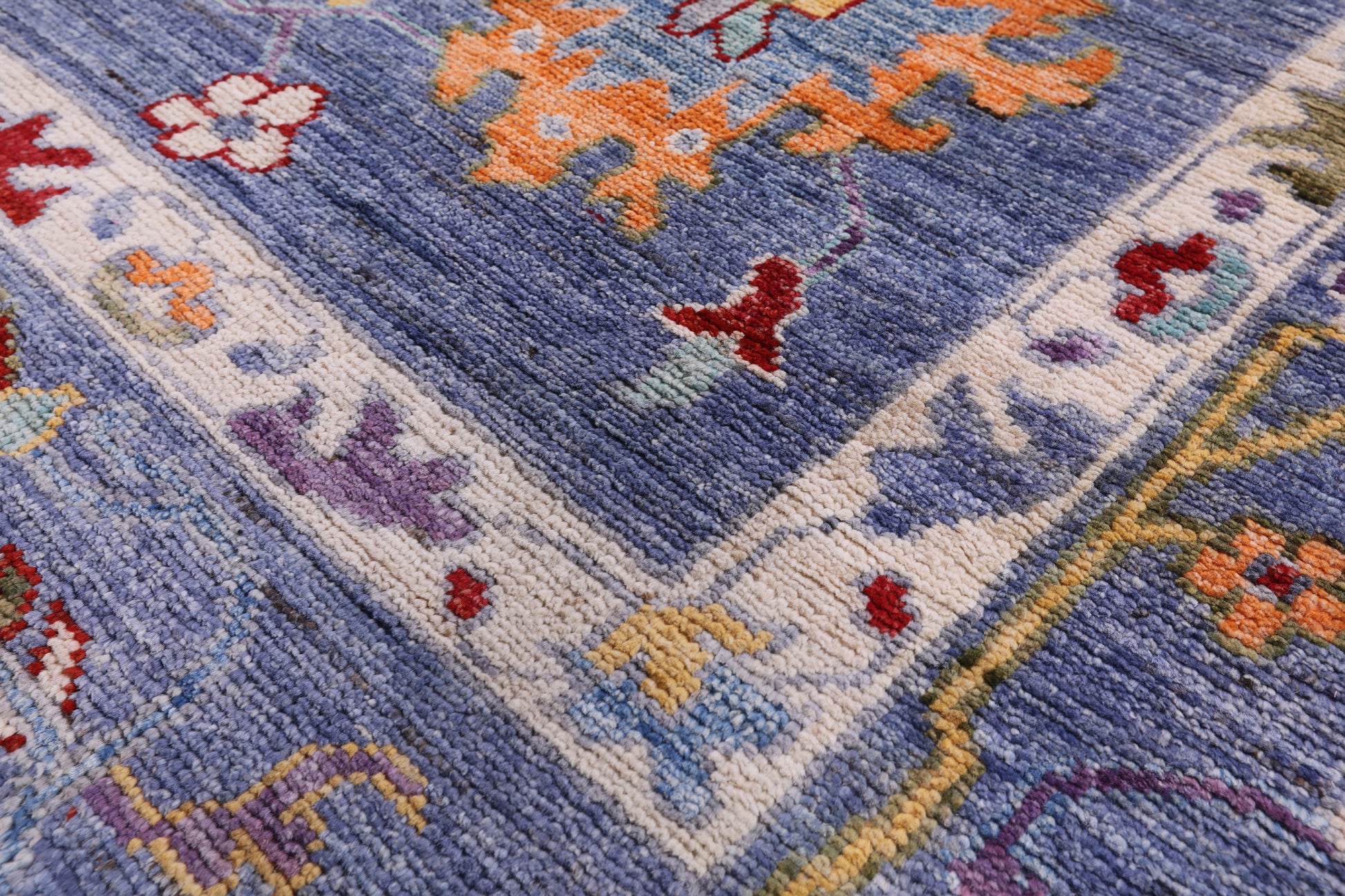 Blue Turkish Oushak Hand Knotted Wool Rug - 9' 0" X 11' 10" - Golden Nile