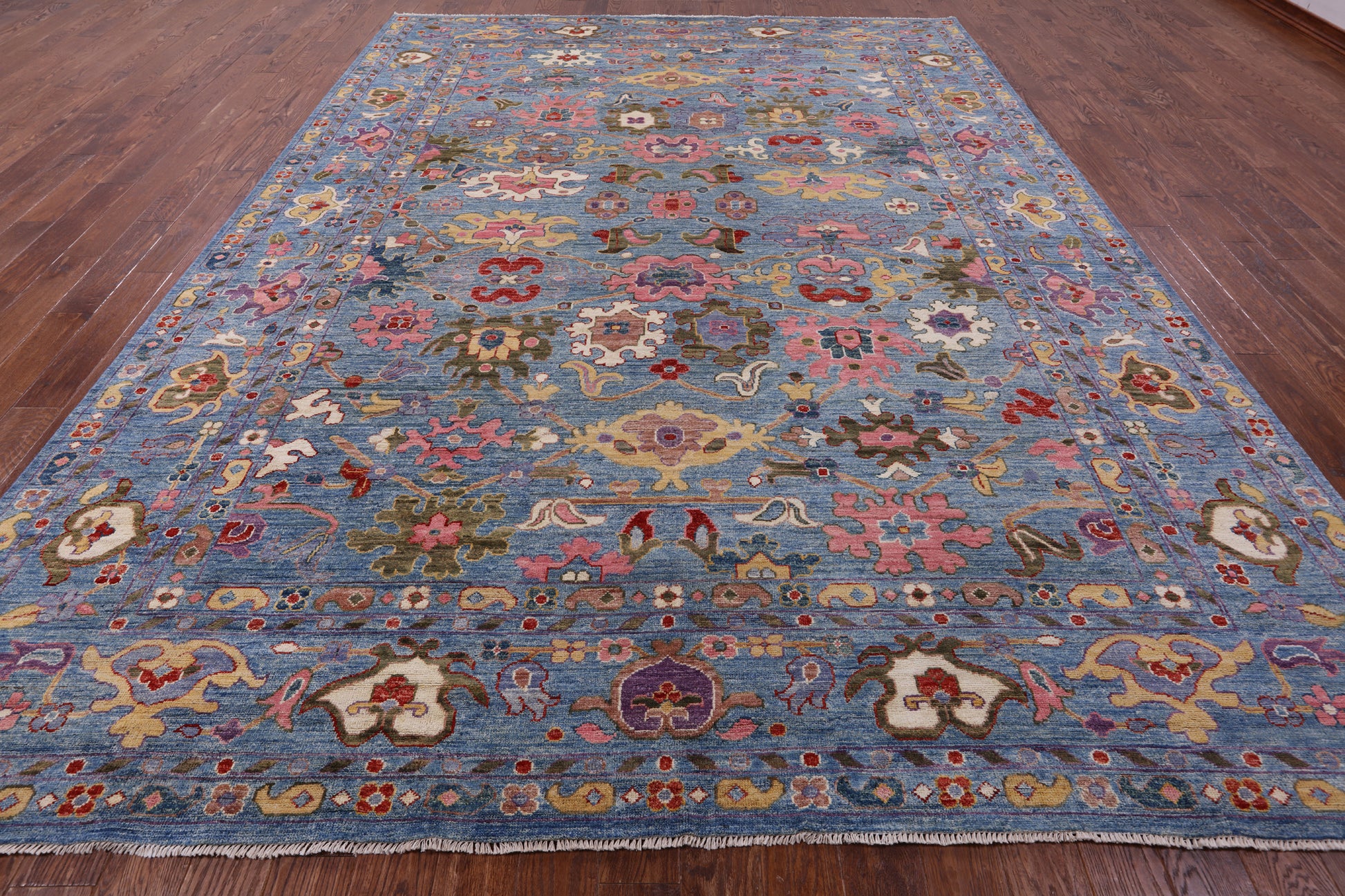 Blue Turkish Oushak Hand Knotted Wool Rug - 9' 10" X 13' 5" - Golden Nile