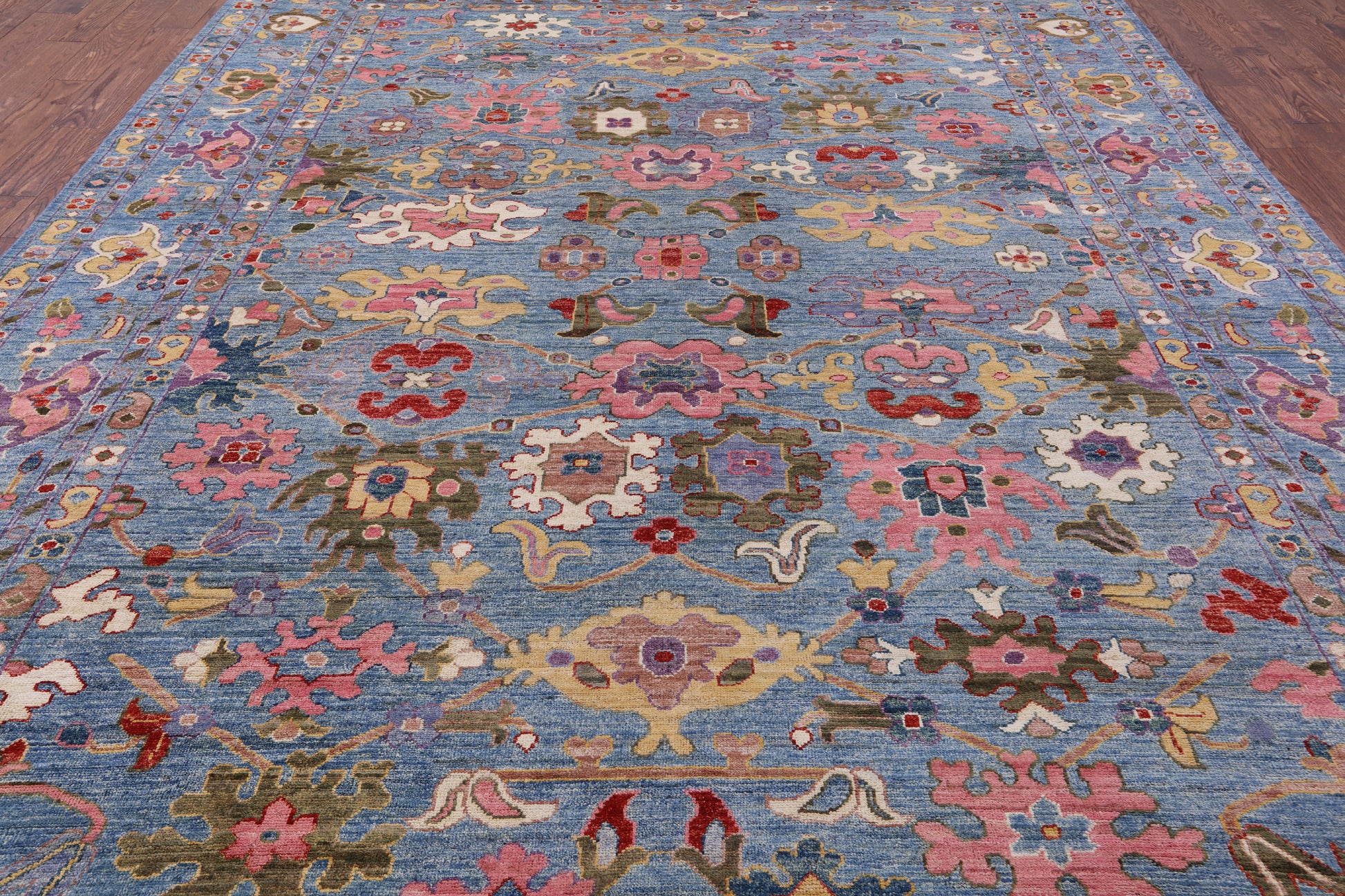 Blue Turkish Oushak Hand Knotted Wool Rug - 9' 10" X 13' 5" - Golden Nile