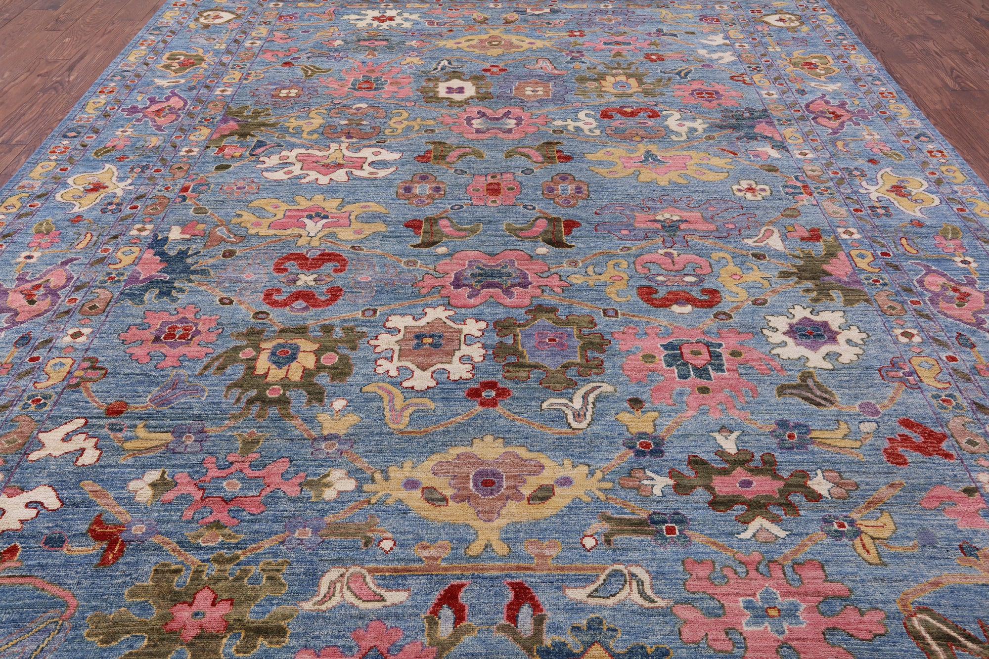 Blue Turkish Oushak Hand Knotted Wool Rug - 9' 10" X 13' 5" - Golden Nile