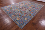 Blue Turkish Oushak Hand Knotted Wool Rug - 9' 10" X 13' 5" - Golden Nile