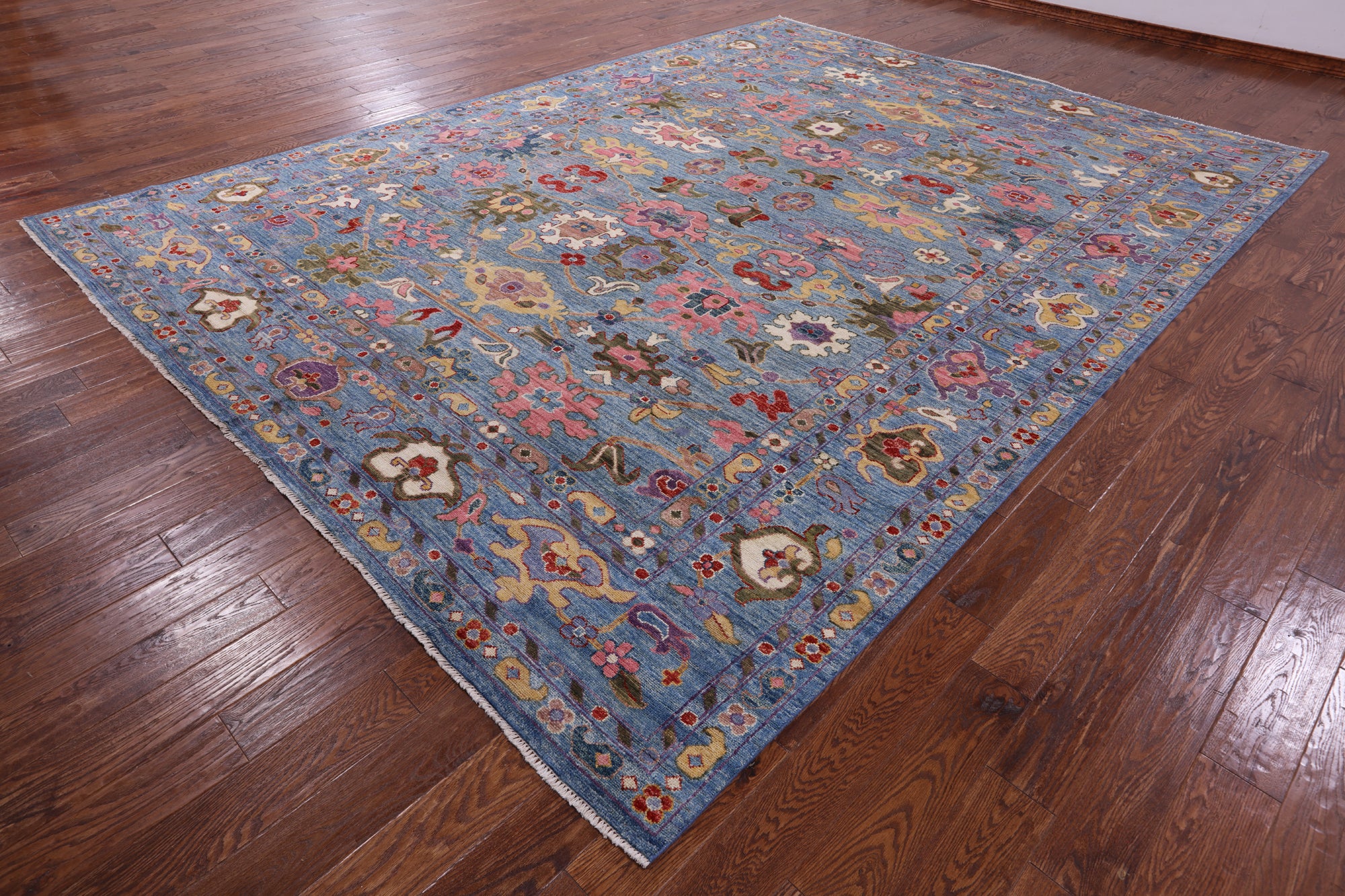 Blue Turkish Oushak Hand Knotted Wool Rug - 9' 10" X 13' 5" - Golden Nile