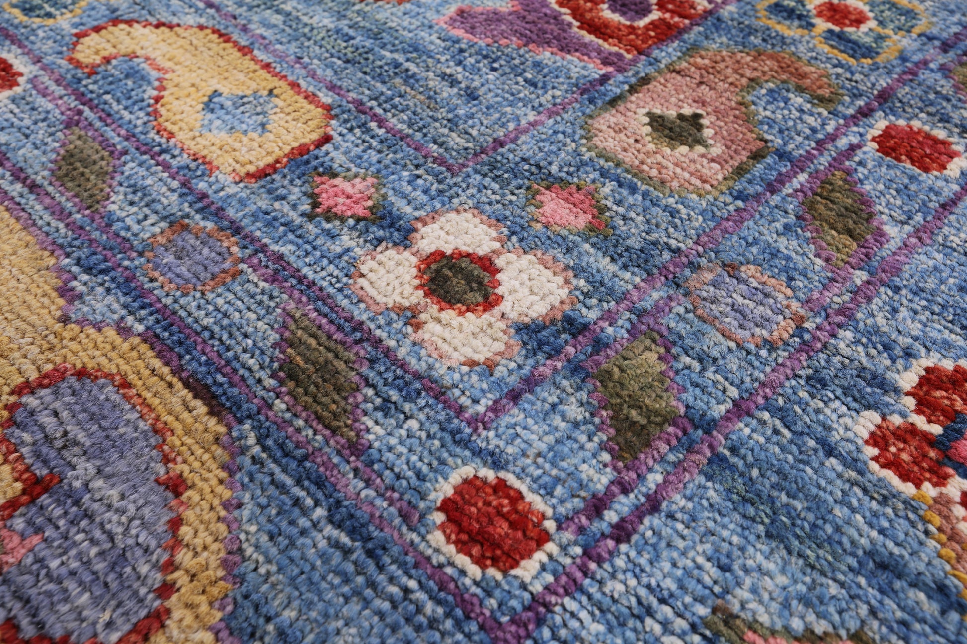 Blue Turkish Oushak Hand Knotted Wool Rug - 9' 10" X 13' 5" - Golden Nile