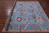 Blue Turkish Oushak Hand Knotted Wool Rug - 8' 0" X 9' 8" - Golden Nile