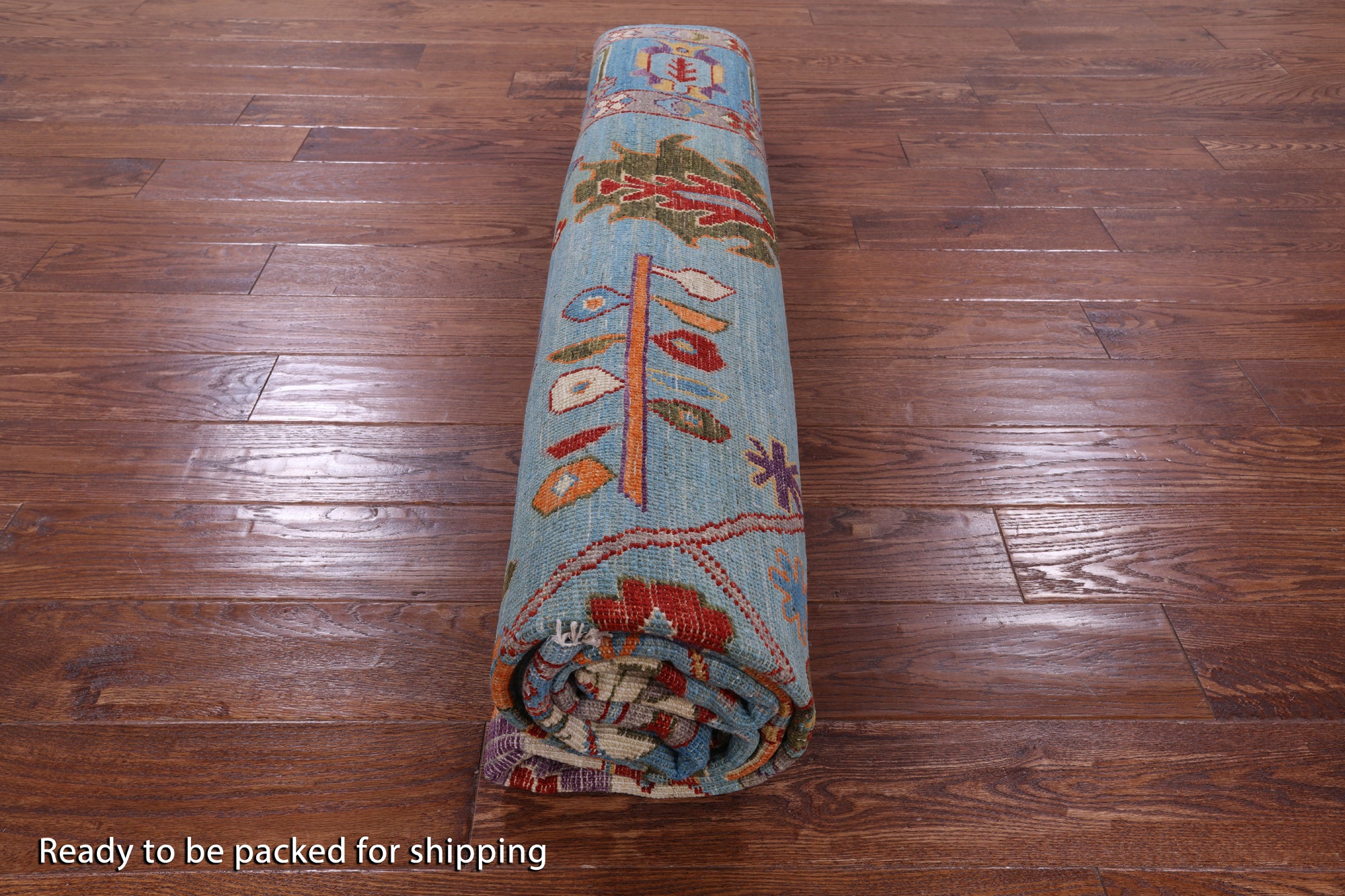 Blue Turkish Oushak Hand Knotted Wool Rug - 8' 0" X 9' 8" - Golden Nile