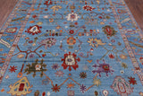 Blue Turkish Oushak Hand Knotted Wool Rug - 8' 0" X 9' 8" - Golden Nile