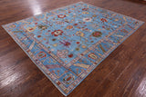 Blue Turkish Oushak Hand Knotted Wool Rug - 8' 0" X 9' 8" - Golden Nile