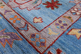 Blue Turkish Oushak Hand Knotted Wool Rug - 8' 0" X 9' 8" - Golden Nile