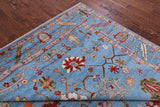 Blue Turkish Oushak Hand Knotted Wool Rug - 8' 0" X 9' 8" - Golden Nile