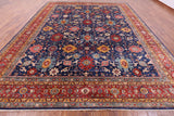 Blue Persian Fine Serapi Hand Knotted Wool Rug - 11' 9" X 14' 7" - Golden Nile