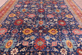 Blue Persian Fine Serapi Hand Knotted Wool Rug - 11' 9" X 14' 7" - Golden Nile