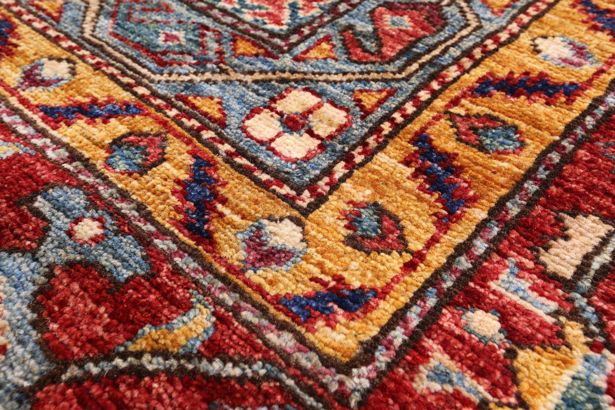 Blue Persian Fine Serapi Hand Knotted Wool Rug - 11' 9" X 14' 7" - Golden Nile