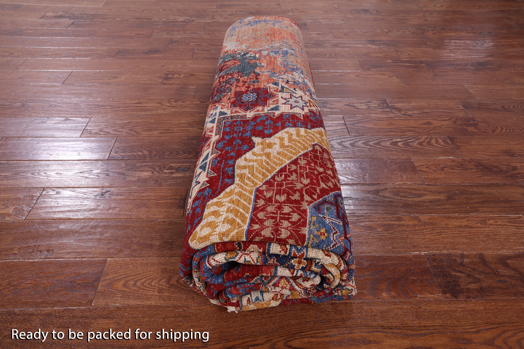 Abstract Modern Mamluk Hand Knotted Wool Rug - 8' 4" X 12' 6" - Golden Nile