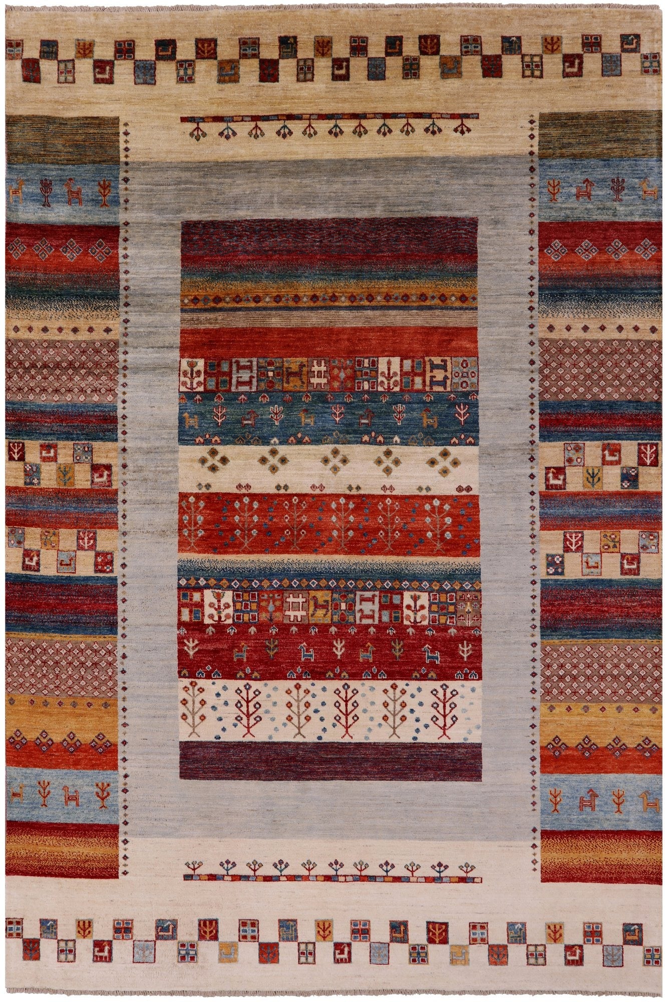 Tribal Persian Gabbeh Hand Knotted Wool Rug - 6' 6" X 9' 11" - Golden Nile
