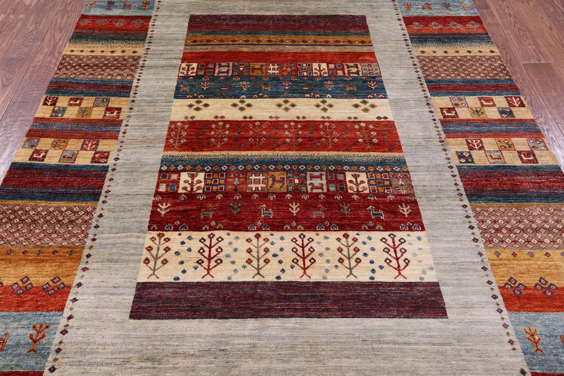 Tribal Persian Gabbeh Hand Knotted Wool Rug - 6' 6" X 9' 11" - Golden Nile