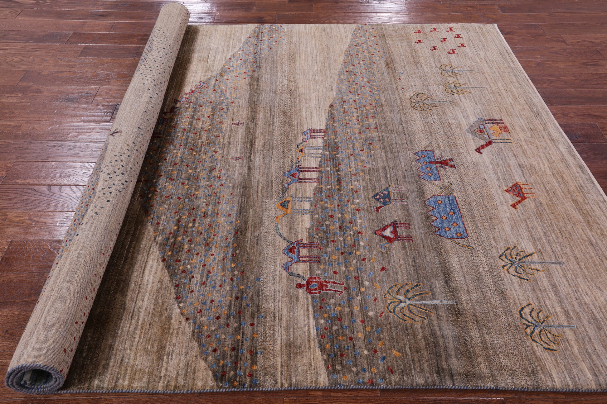 Persian Gabbeh Hand Knotted Wool Rug - 6' 7" X 9' 7" - Golden Nile