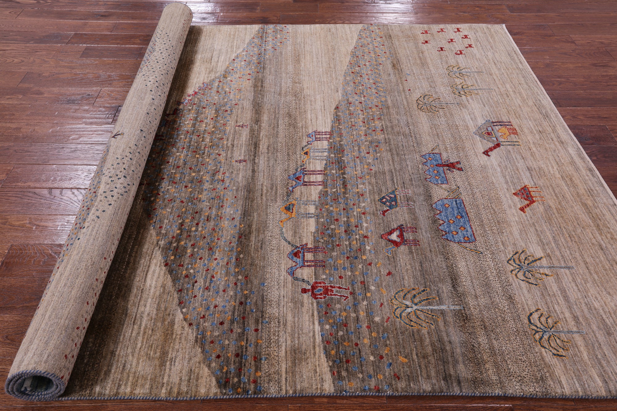 Persian Gabbeh Hand Knotted Wool Rug - 6' 7" X 9' 7" - Golden Nile