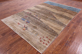 Persian Gabbeh Hand Knotted Wool Rug - 6' 7" X 9' 7" - Golden Nile