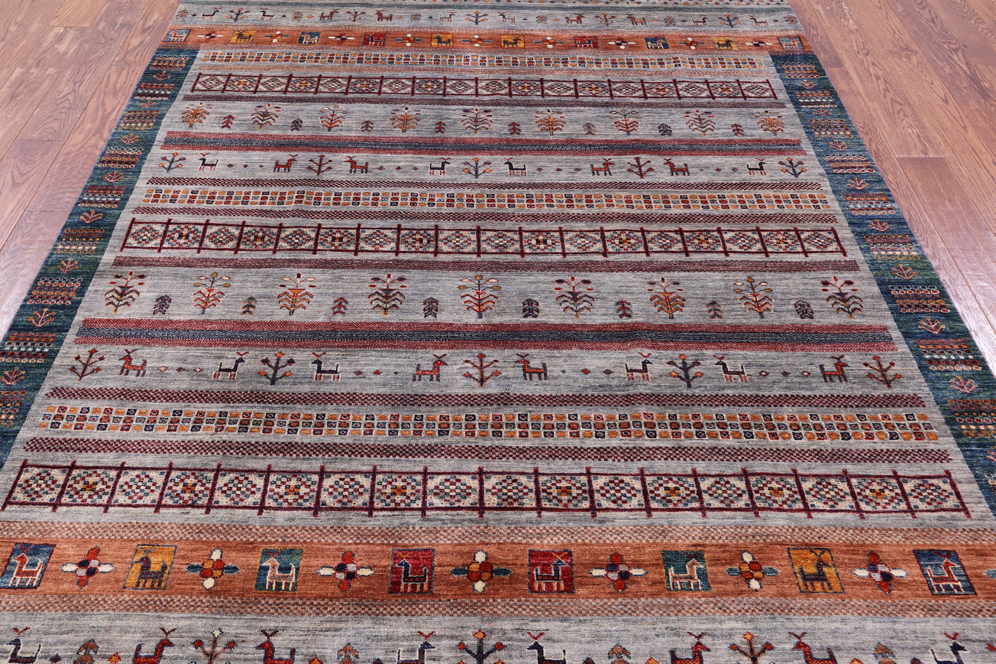 Tribal Persian Gabbeh Hand Knotted Wool Rug - 6' 7" X 9' 8" - Golden Nile