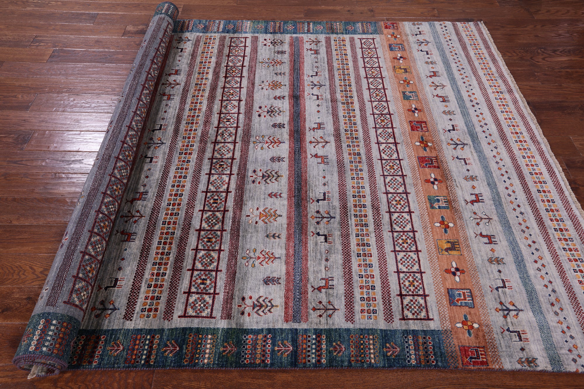 Tribal Persian Gabbeh Hand Knotted Wool Rug - 6' 7" X 9' 8" - Golden Nile
