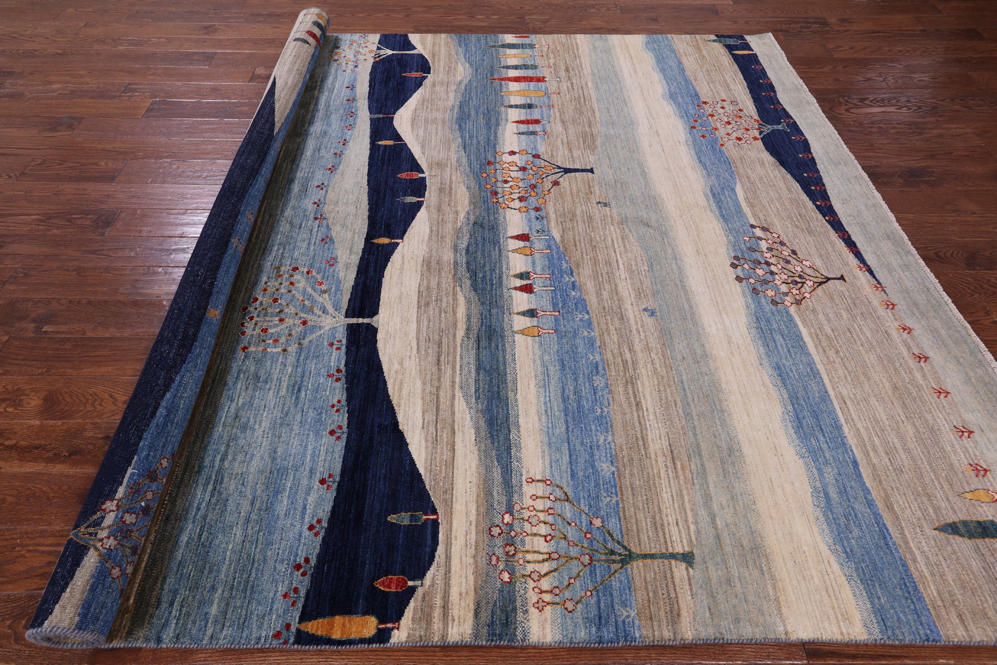 Tribal Persian Gabbeh Hand Knotted Wool Rug - 8' 0" X 9' 9" - Golden Nile