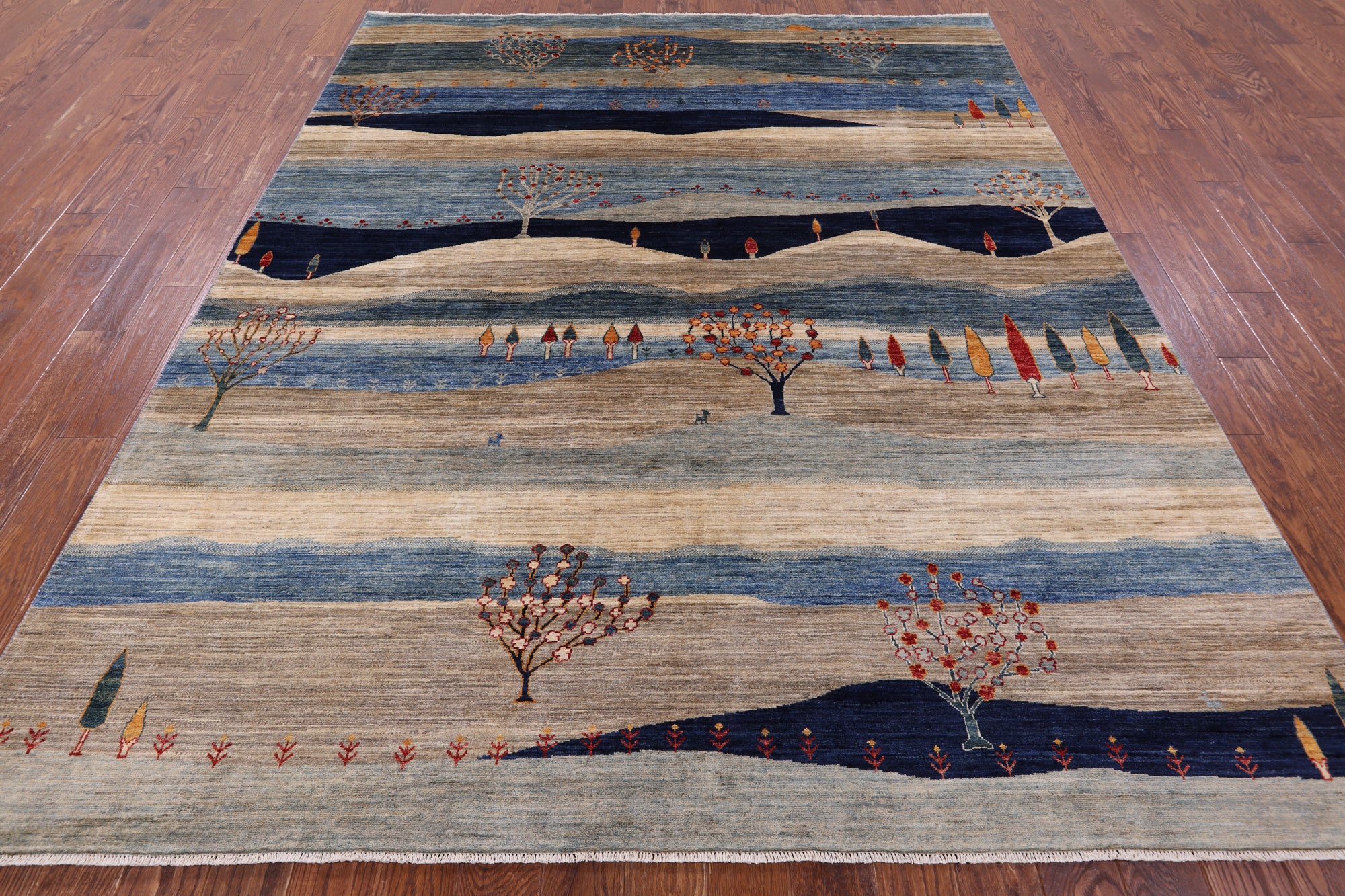 Tribal Persian Gabbeh Hand Knotted Wool Rug - 8' 0" X 9' 9" - Golden Nile