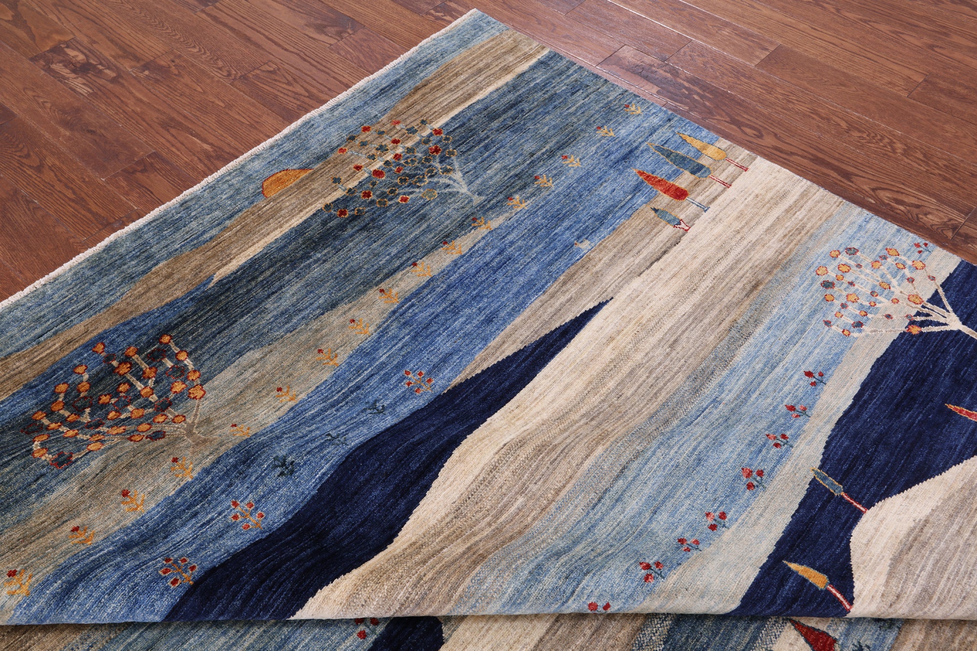 Tribal Persian Gabbeh Hand Knotted Wool Rug - 8' 0" X 9' 9" - Golden Nile