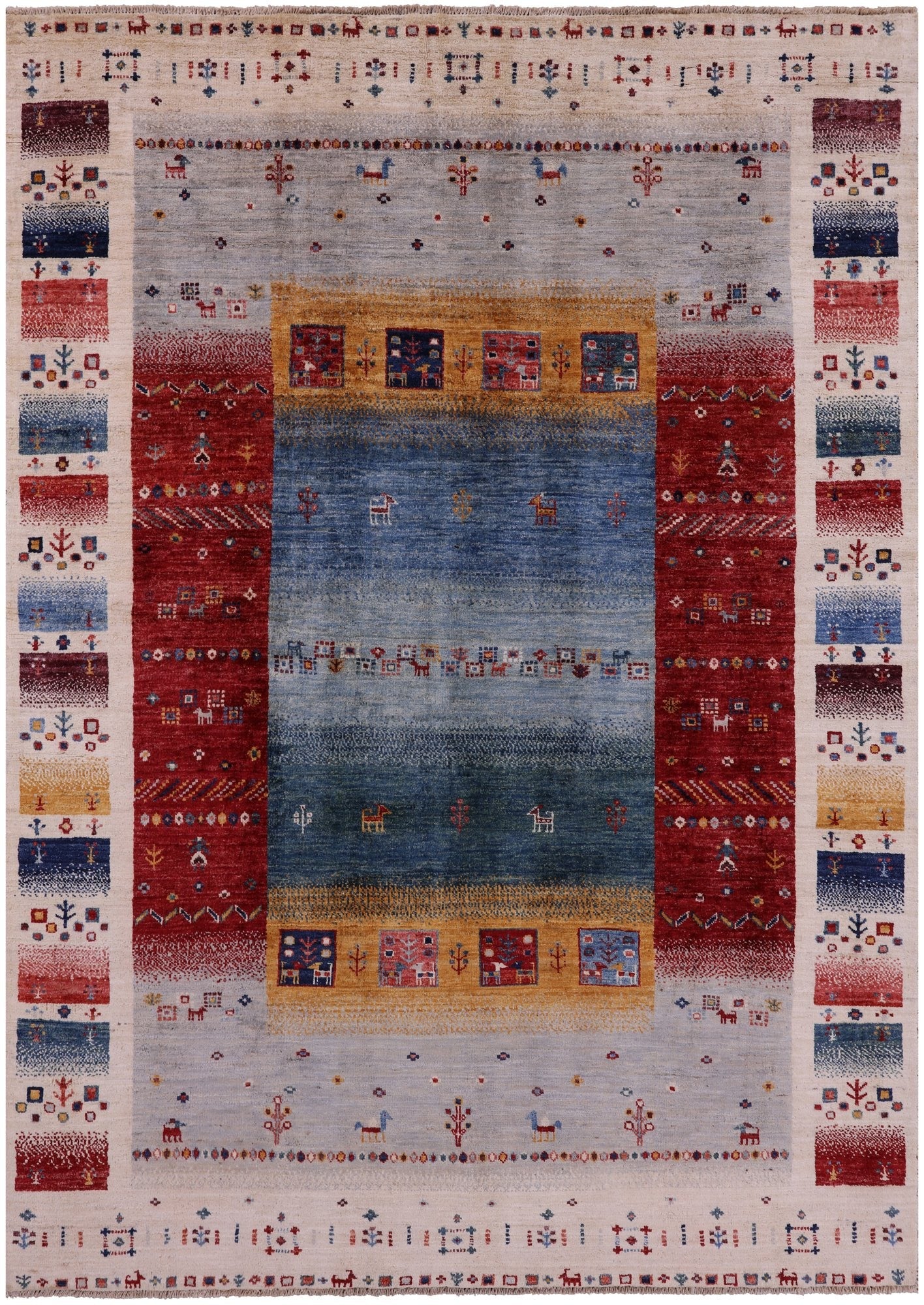 Tribal Persian Gabbeh Hand Knotted Wool Rug - 5' 5" X 7' 9" - Golden Nile