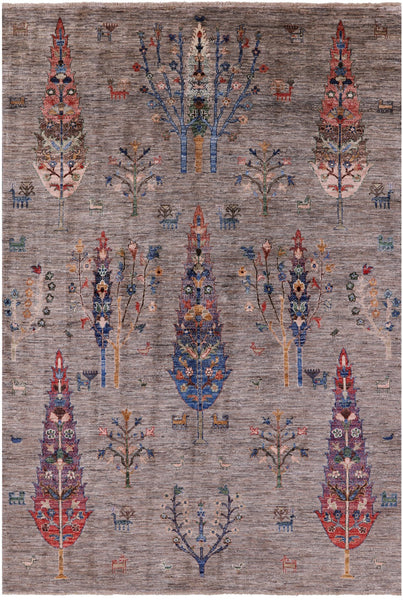 Tribal Persian Gabbeh Hand Knotted Wool Rug - 5' 8" X 8' 2" - Golden Nile