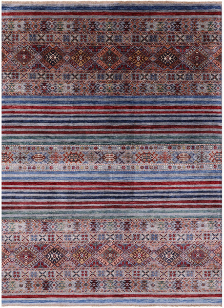 Khorjin Persian Gabbeh Handmade Wool Rug - 5' 8" X 7' 9" - Golden Nile
