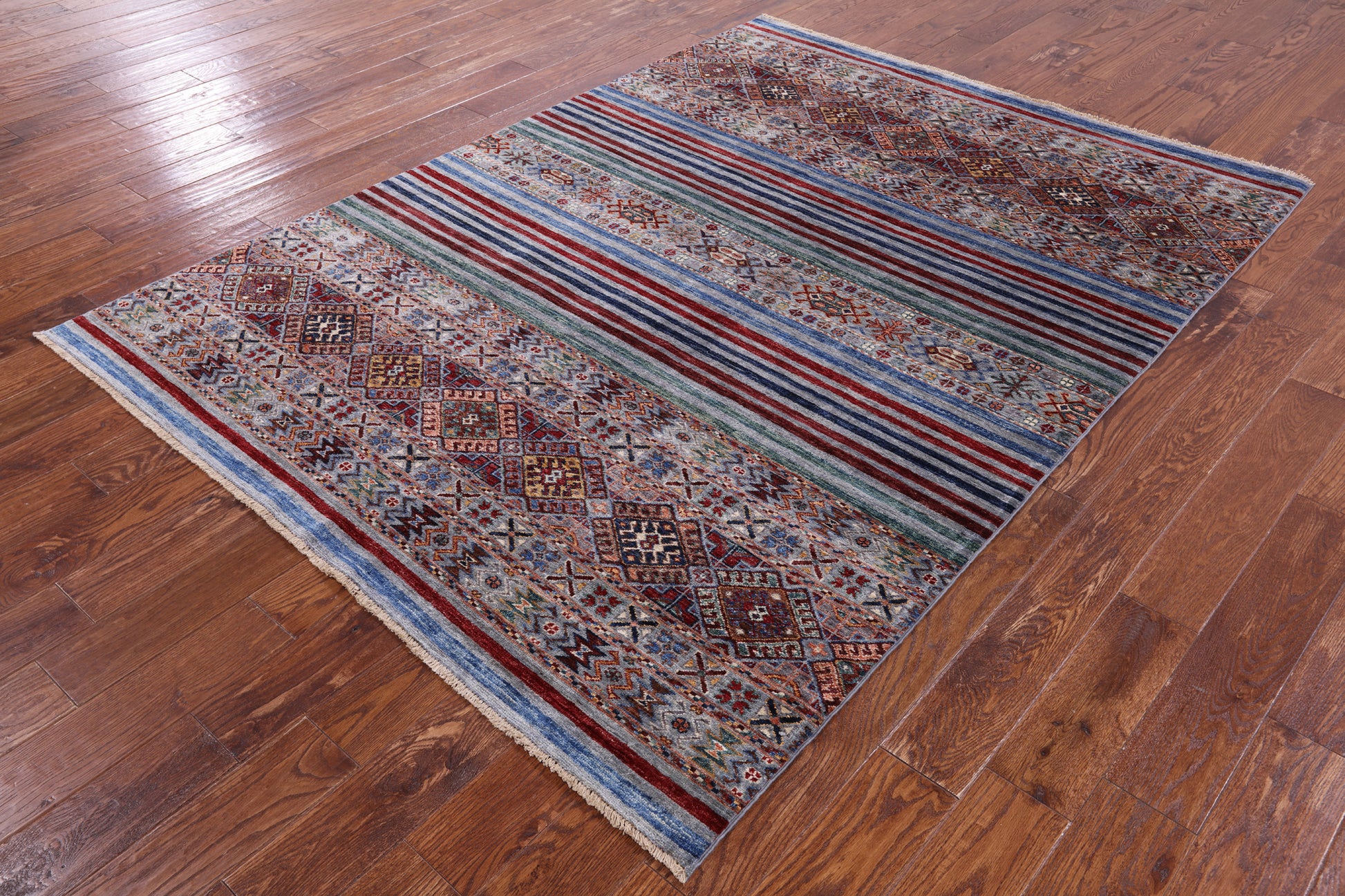 Khorjin Persian Gabbeh Handmade Wool Rug - 5' 8" X 7' 9" - Golden Nile