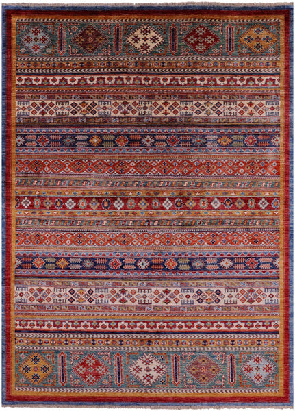 Tribal Persian Gabbeh Hand Knotted Wool Rug - 5' 7" X 7' 10" - Golden Nile